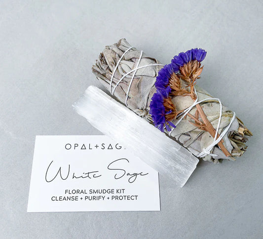 White Sage Floral Smudge Kit